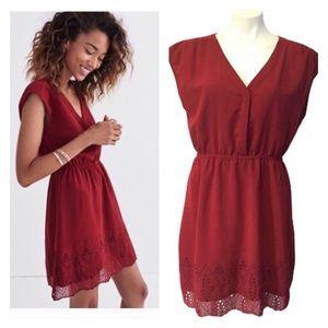 Madewell Wine Red Stargaze Eyelet Dress Size 8